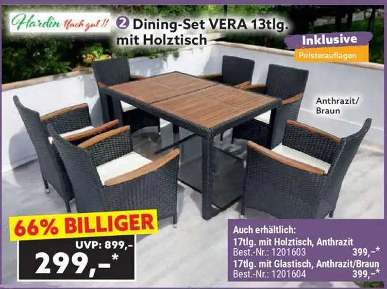 Dining-Set VERA 13tlg. mit Holztisch