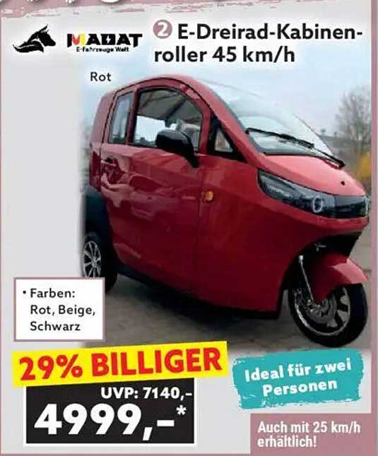 E-Dreirad-Kabinenroller 45 km/h