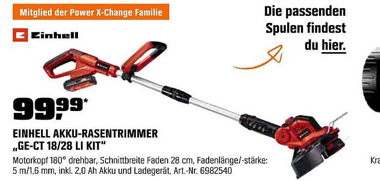 EINHELL AKKU-RASENTRIMMER „GE-CT 18/28 LI KIT“