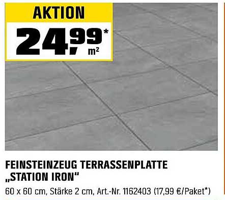 Feinsteinzeug Terrassenplatte "Station Iron"