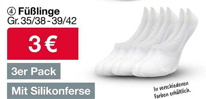 Füßlinge Gr. 35/38 - 39/42, 3er Pack mit Silikonferse