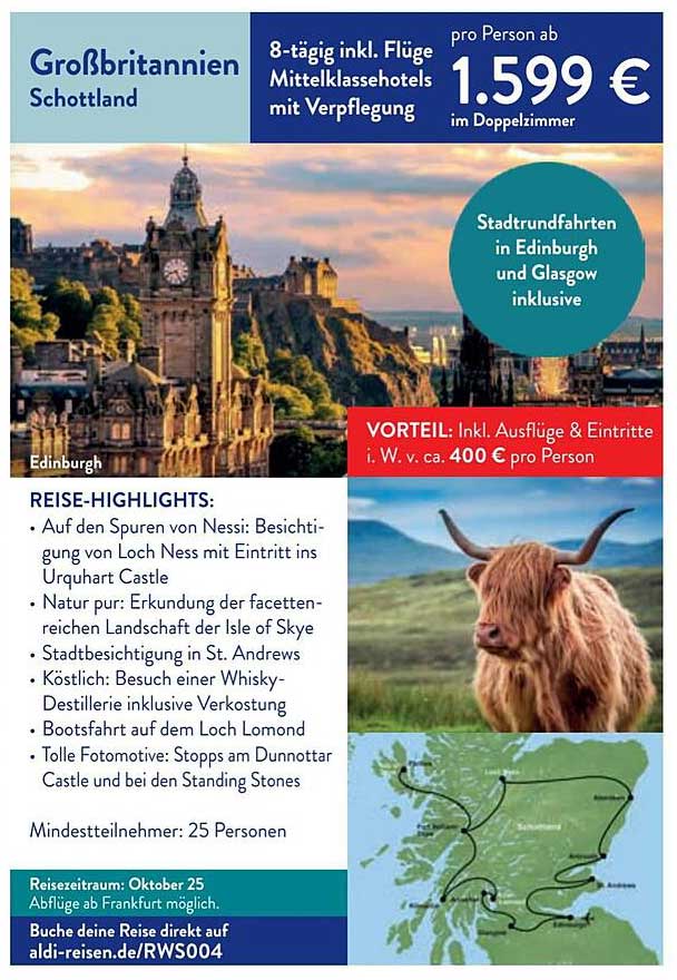 Großbritannien – Schottland: 8-tägige Reise inkl. Flüge und Verpflegung