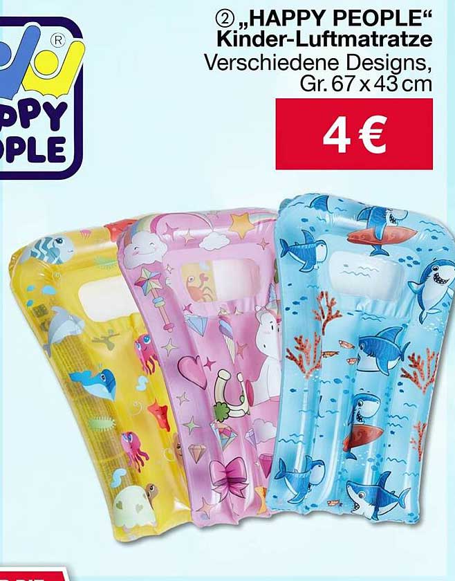 "HAPPY PEOPLE" Kinder-Luftmatratze - Verschiedene Designs, Gr. 67 x 43 cm