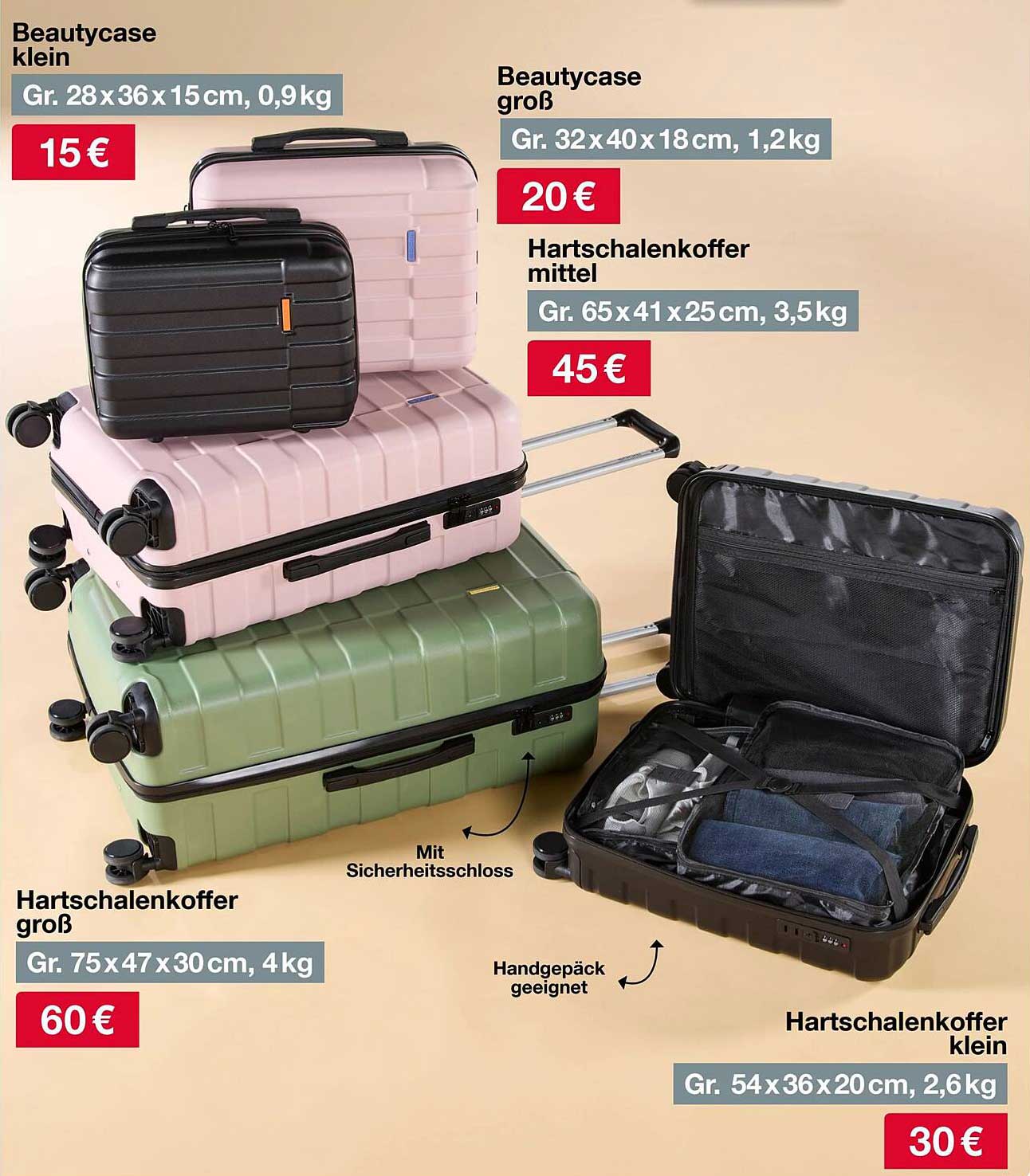 Hartschalenkoffer groß - 75 x 47 x 30 cm, 4 kg