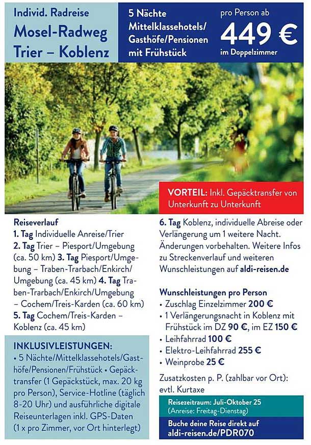 Individuelle Radreise Mosel-Radweg Trier – Koblenz