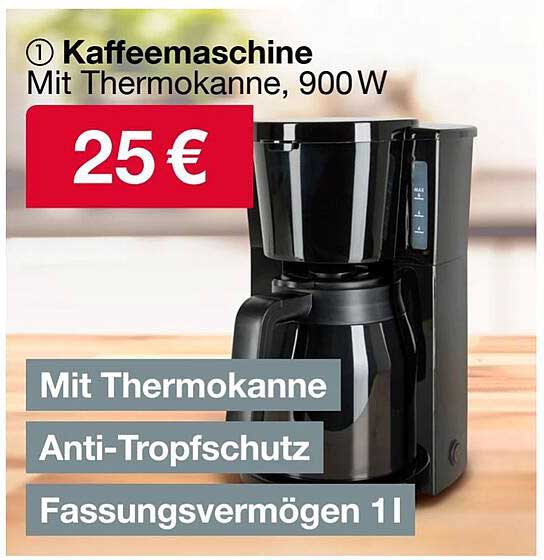 Kaffeemaschine mit Thermokanne, 900 W