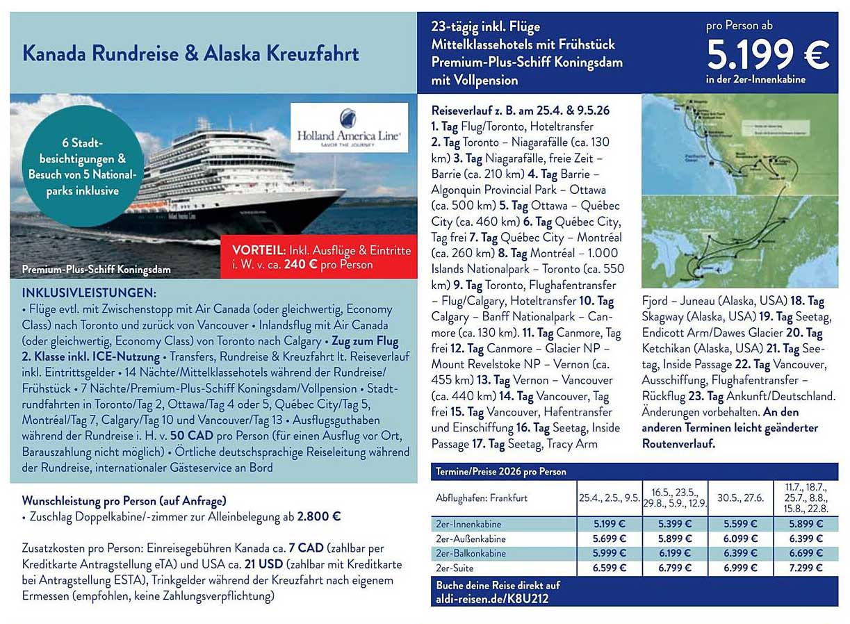 Kanada Rundreise & Alaska Kreuzfahrt