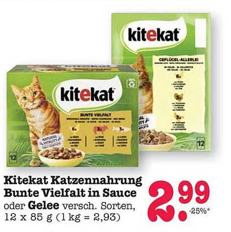 Kitekat Katzennahrung Bunte Vielfalt in Sauce oder Gelee
