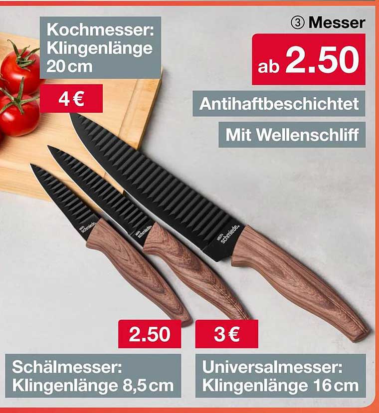 Kochmesser: Klingenlänge 20 cm, ab 4 € - Antihaftbeschichtet