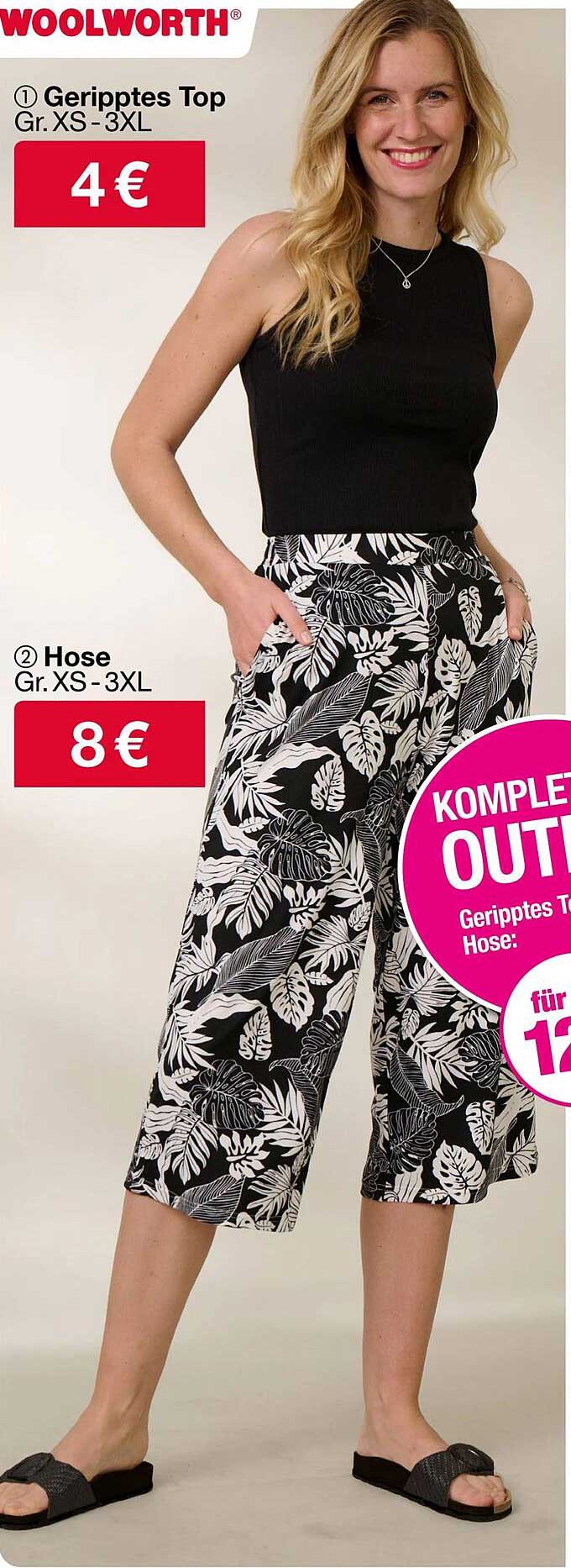 Komplettes Outfit: Geripptes Top & Hose