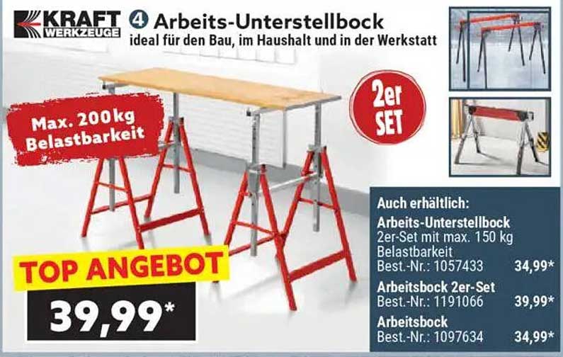 KRAFT Werkzeuge Arbeits-Unterstellbock 2er Set - Top Angebot