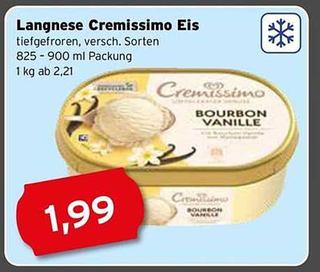 Langnese Cremissimo Eis, Bourbon Vanille, 825-900 ml