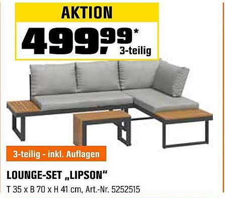 LOUNGE-SET „LIPSON“ 3-teilig inkl. Auflagen