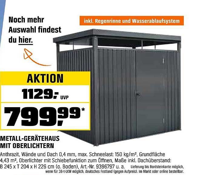 METALL-GERÄTEHAUS MIT OBERLICHTERN