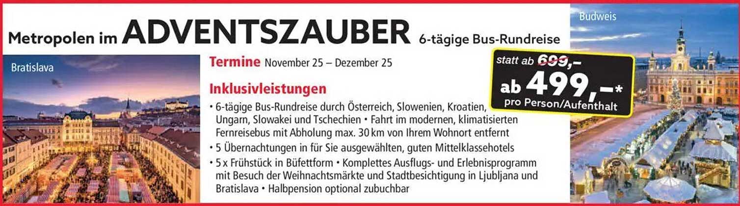 Metropolen im ADVENTZAUBER 6-tägige Bus-Rundreise