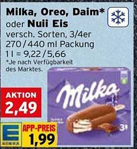 Milka, Oreo, Daim oder Nuii Eis - 3/4er Packungen