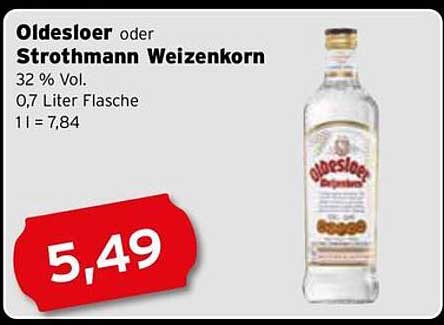 Oldesloer oder Strothmann Weizenkorn 0,7 Liter Flasche