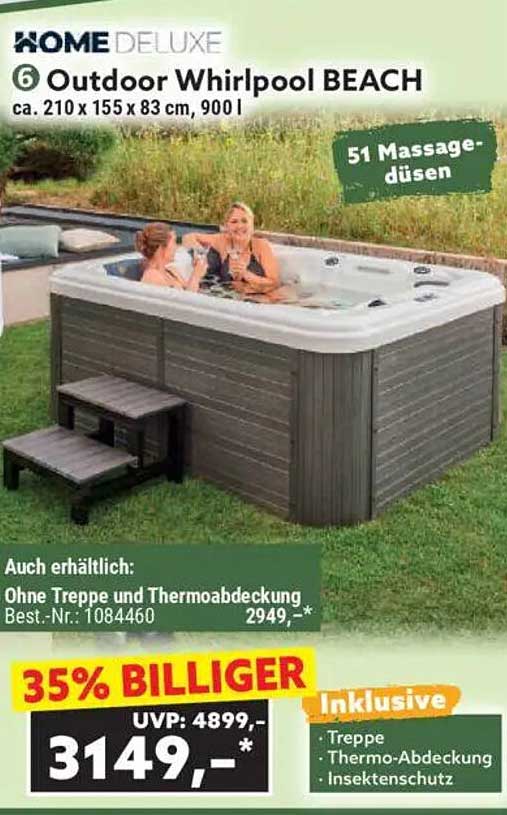 Outdoor Whirlpool BEACH für bis zu 6 Personen – Ideal für entspannte Stunden im Freien