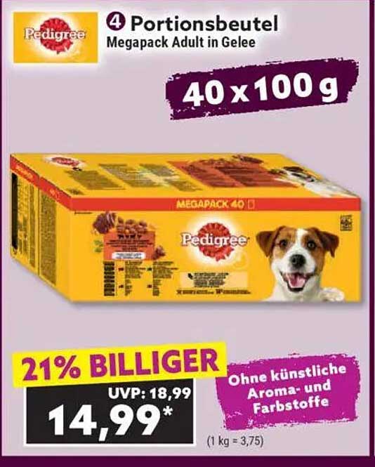 Pedigree Portionsbeutel Megapack Adult in Gelee 40 x 100 g