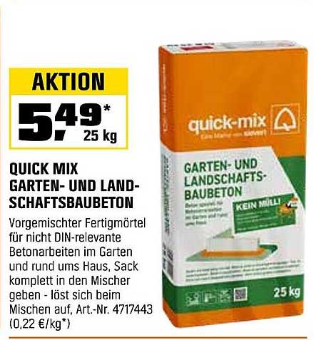 Quick Mix Garten- und Landschaftsbaubeton 25 kg