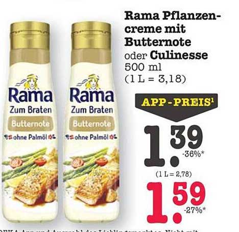 Rama Pflanzencreme mit Butternote oder Culinesse 500 ml