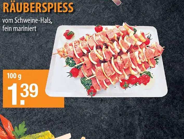 Räuberspieß vom Schweine-Hals, fein mariniert