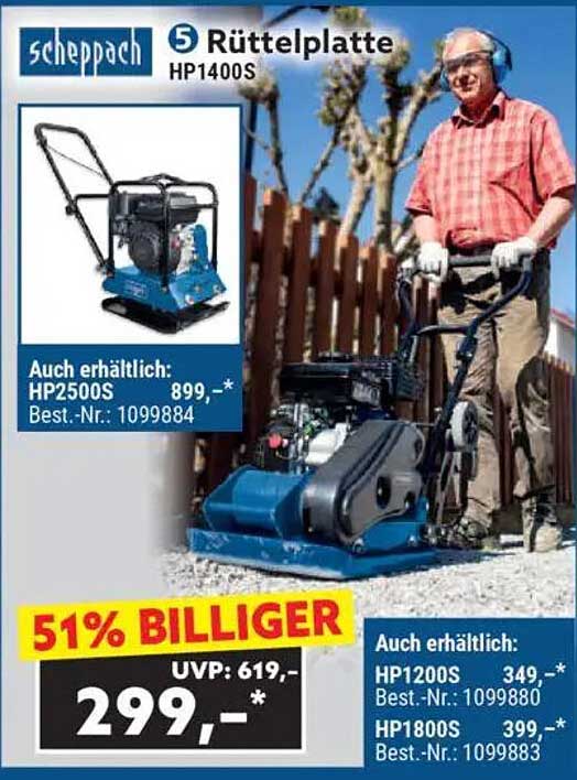 Rüttelplatte HP1400S von Scheppach - Jetzt zum Sparpreis!