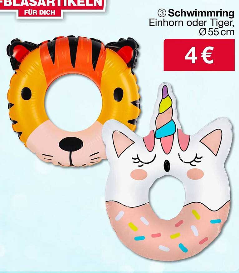 Schwimmring Einhorn oder Tiger, Ø55 cm