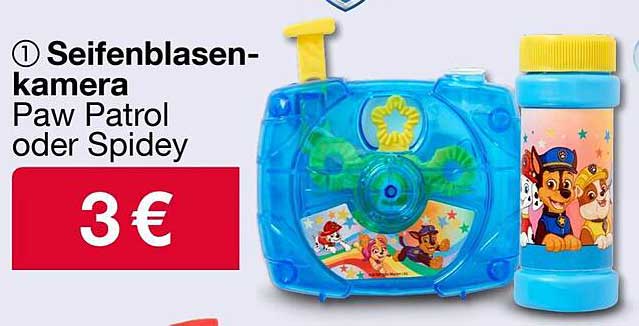Seifenblaskamera Paw Patrol oder Spidey