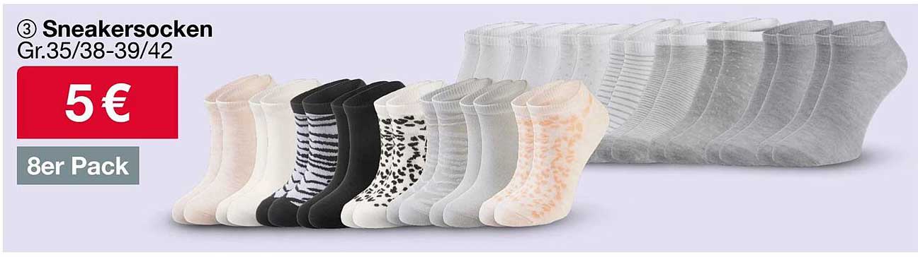Sneakersocken 8er Pack - Größe 35/38-39/42