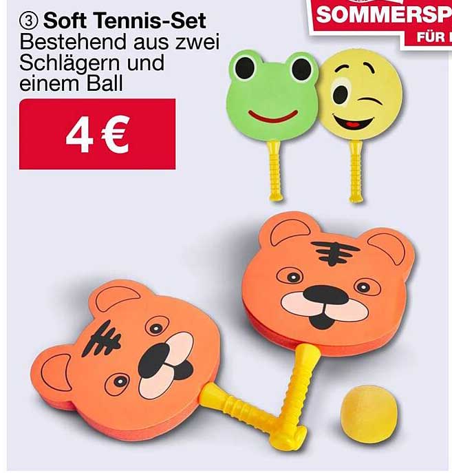 Soft Tennis-Set bestehend aus zwei Schlägern und einem Ball