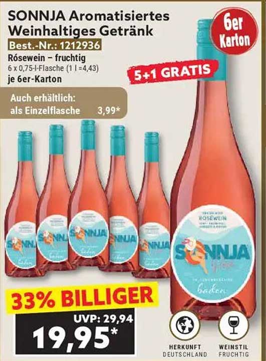 SONNJA Aromatisiertes Weinhaltiges Getränk – 6er Karton
