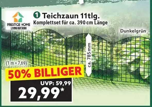 Teichzaun 11tlg. Komplettset für ca. 390 cm Länge