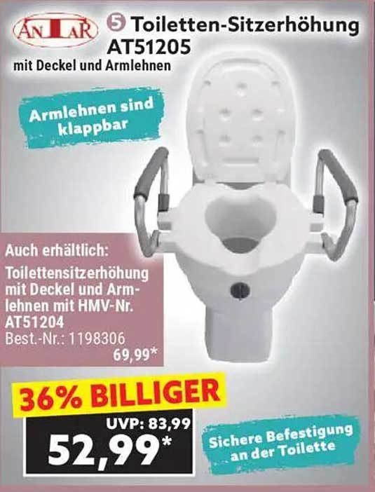 Toilettensitzerhöhung AT51205 mit Deckel und Armlehnen
