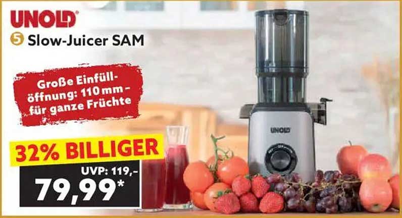 UNOLD Slow-Juicer SAM – 32% billiger!