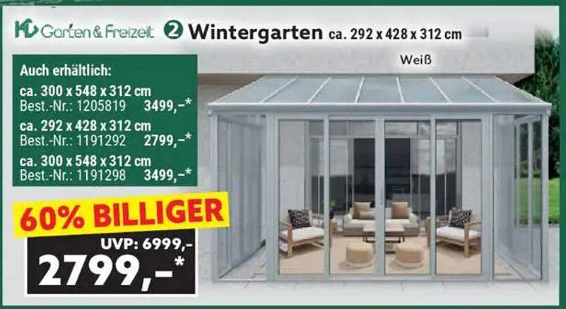 Wintergarten ca. 292 x 428 x 312 cm – 60% billiger