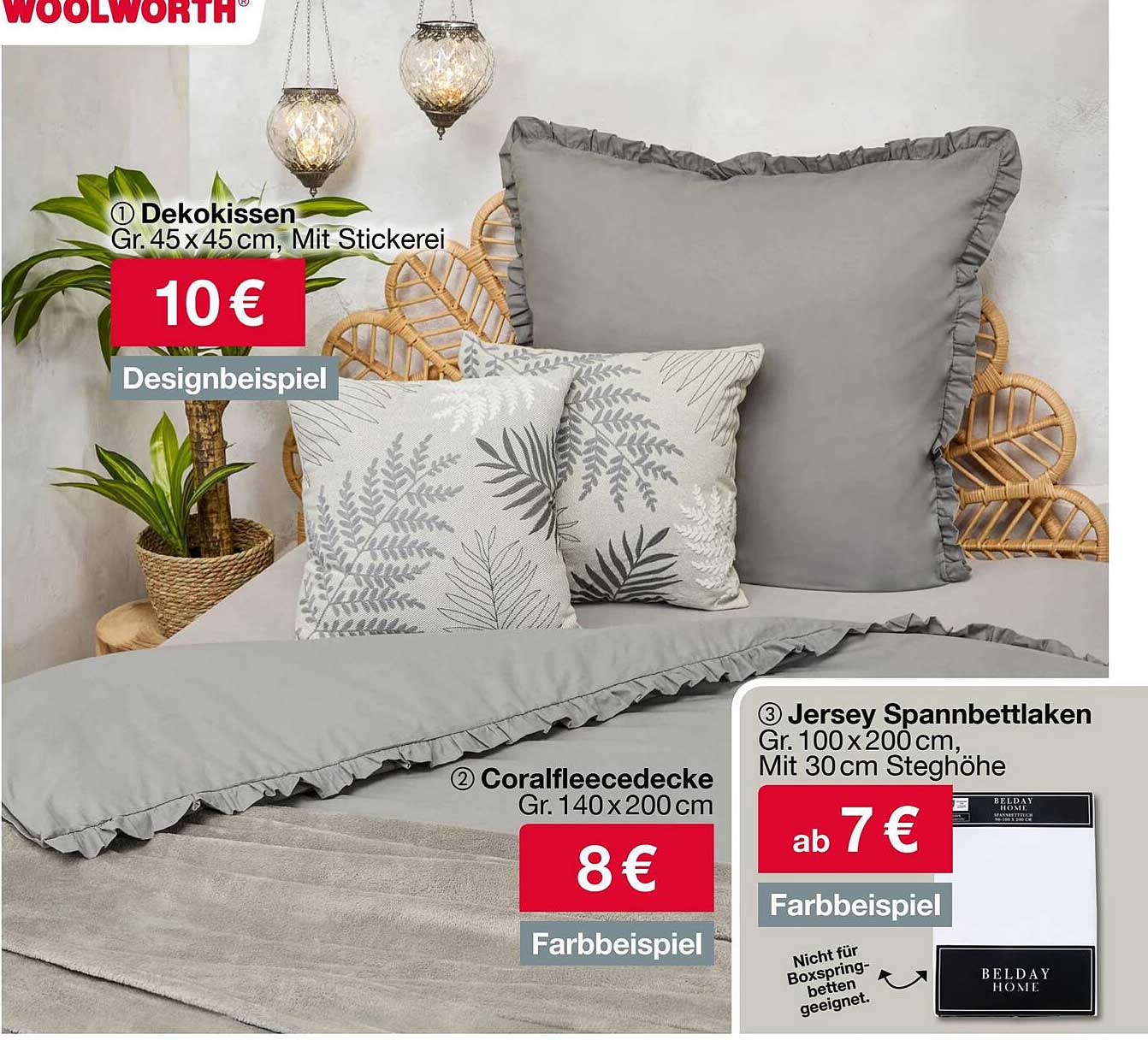 Wohlfühlangebote für dein Zuhause: Dekokissen, Coralfleecedecke und Jersey Spannbettlaken