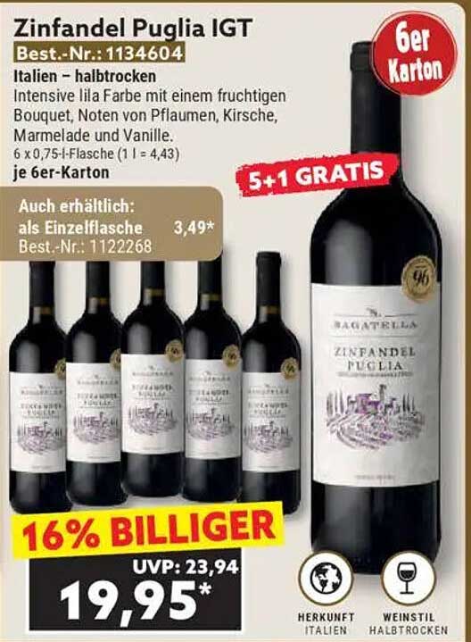 Zinfandel Puglia IGT 6er-Karton – Italienischer Wein für Genießer