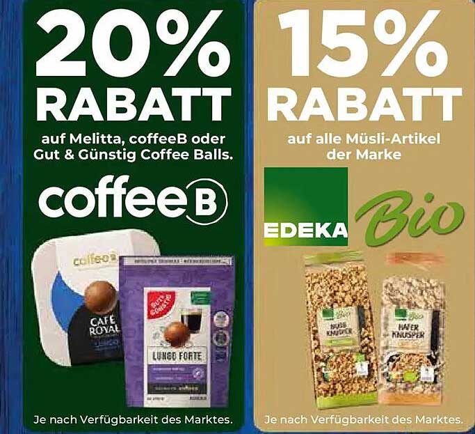 20% RABATT auf Melitta, coffeeB oder Gut & Günstig Coffee Balls.