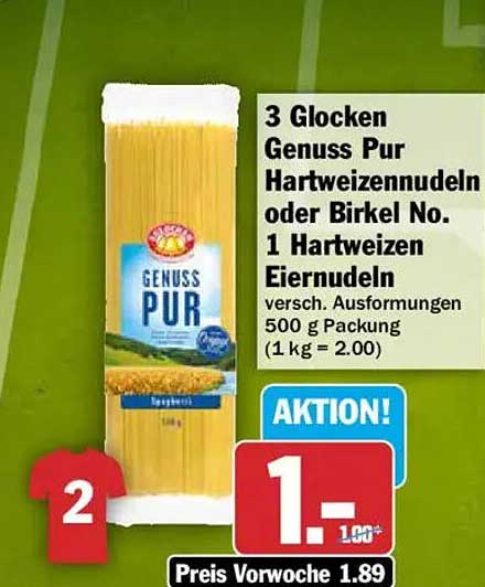 3 Glocken Genuss Pur Hartweizennudeln oder Birkel No. 1 Hartweizen Eiernudeln