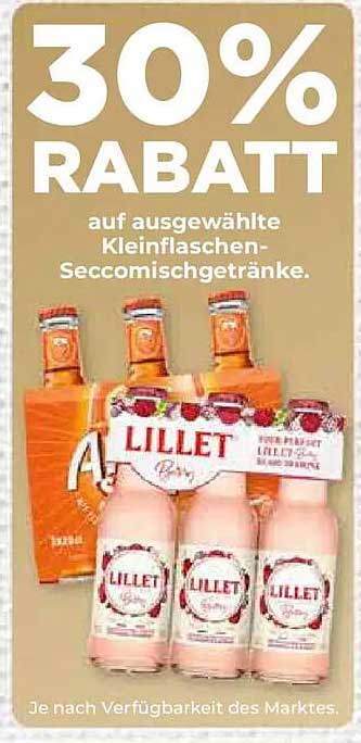 30% RABATT auf ausgewählte Kleinflaschen-Secco-Mischgetränke.