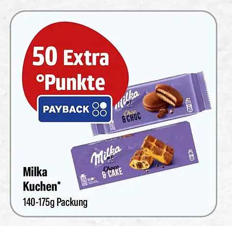 50 Extra Punkte PAYBACK Milka Kuchen* 140-175g Packung