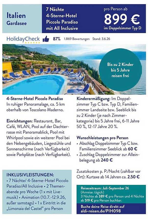 7 Nächte 4-Sterne-Hotel Piccolo Paradiso mit All Inclusive