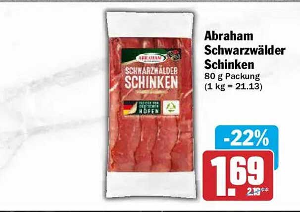 Abraham Schwarzwälder Schinken 80 g Packung (1 kg = 21.13)