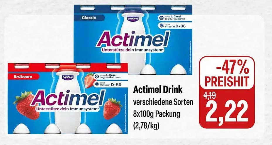 Actimel Drink verschiedene Sorten 8x100g Packung (2,78/kg)