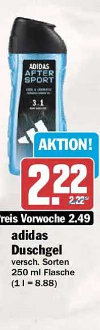 adidas Duschgel versch. Sorten 250 ml Flasche (1 l = 8.88)