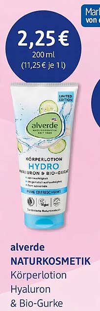 alverde NATURKOSMETIK Körperlotion Hyaluron & Bio-Gurke