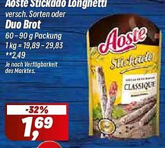 Aoste Stickado Longhetti versch. Sorten oder Duo Brot