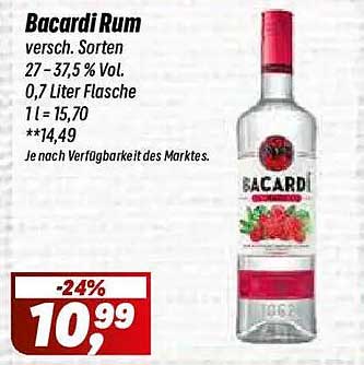 Bacardi Rum versch. Sorten 27–37,5 % Vol. 0,7 Liter Flasche