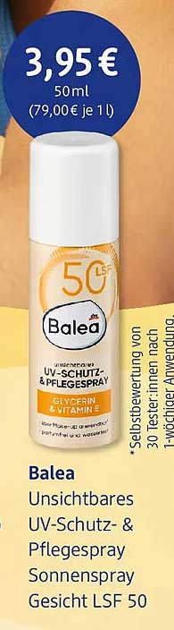 Balea Unsichtbares UV-Schutz- & Pflegespray Sonnenspray Gesicht LSF 50